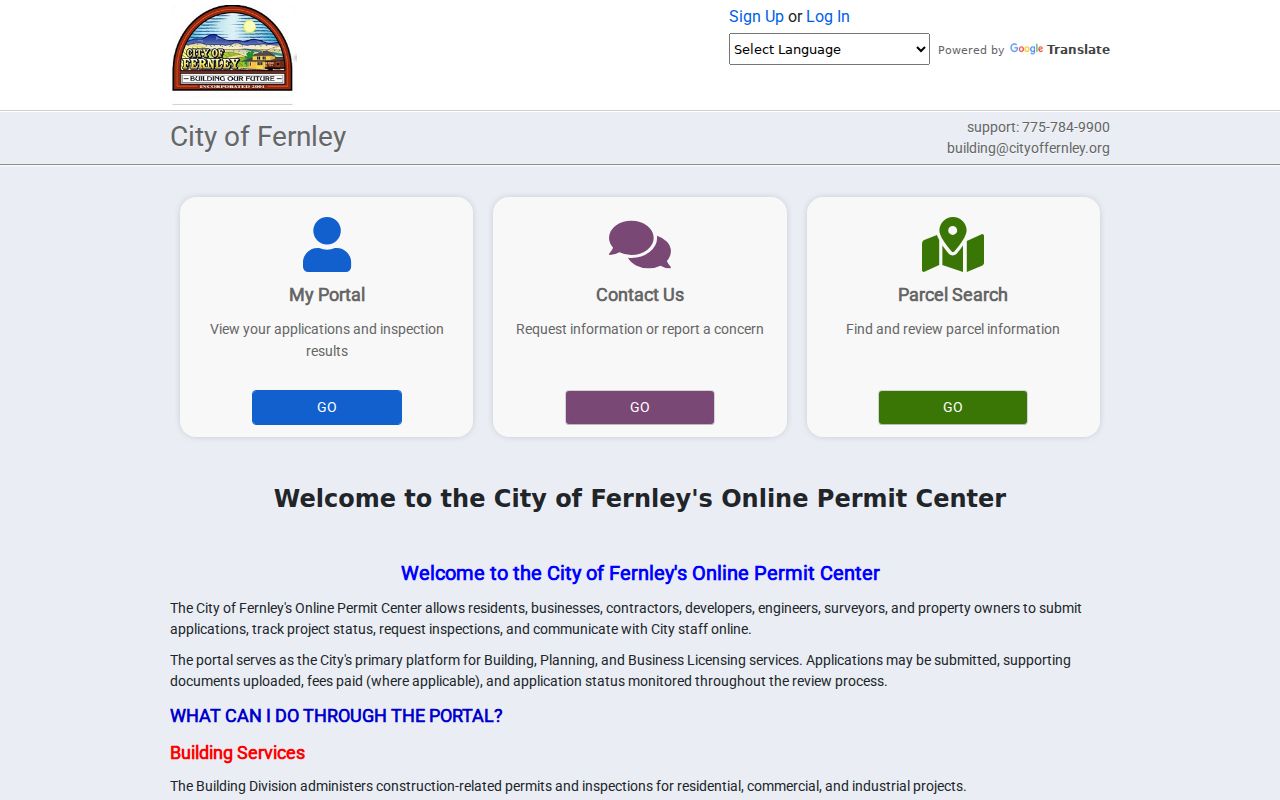 Fernley people search through the city permit center portal