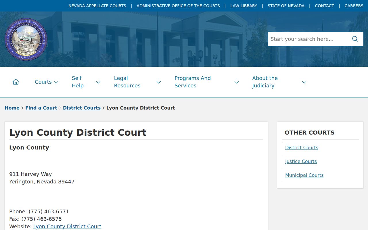 Fernley people search listing for Lyon County District Court records